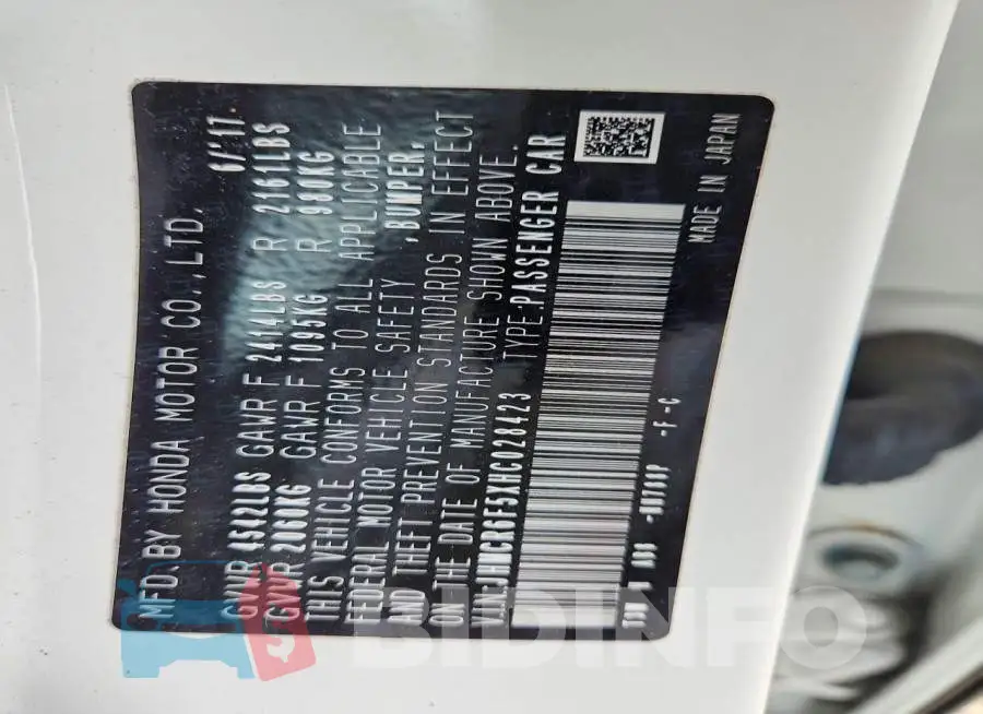 JHMCR6F5XHC028423 Photo# 12