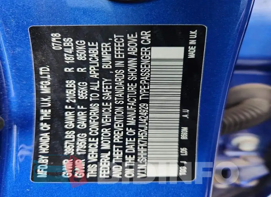 SHHFK7H5XJU424929 Photo# 12
