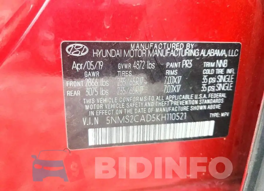 5NMS2CAD5KH110521 Photo# 13