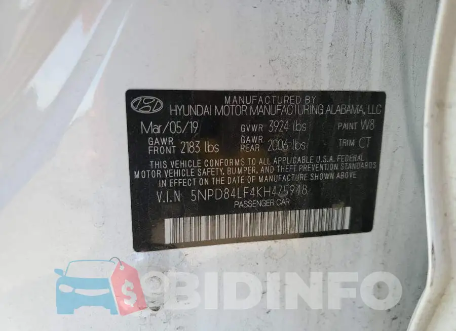 5NPD84LF4KH475948 Photo# 12