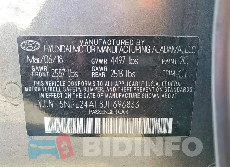 5NPE24AF8JH696833 Photo# 12