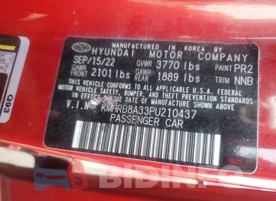 KMHRB8A33PU210437 Photo# 13