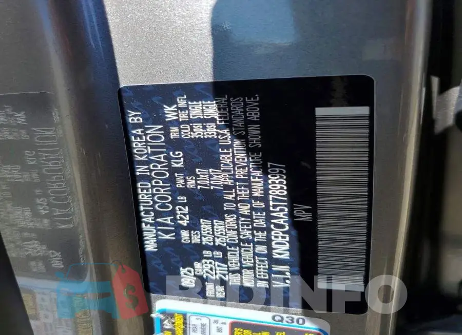 KNDEPCAA5T7893997 Photo# 13
