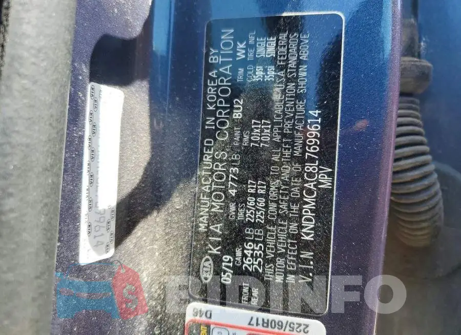 KNDPMCAC8L7699614 Photo# 13