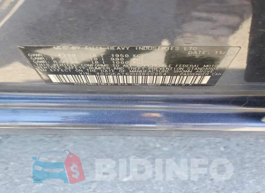 4S3GKAT6XH3600954 Photo# 12