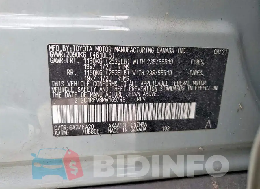 2T3C1RFV8MW169749 Photo# 14