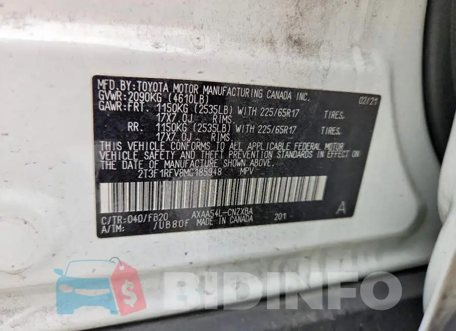 2T3F1RFV8MC185948 Photo# 12