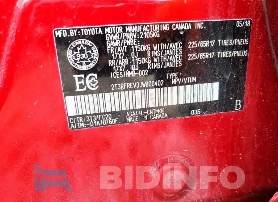 2T3RFREV3JW800402 Photo# 13