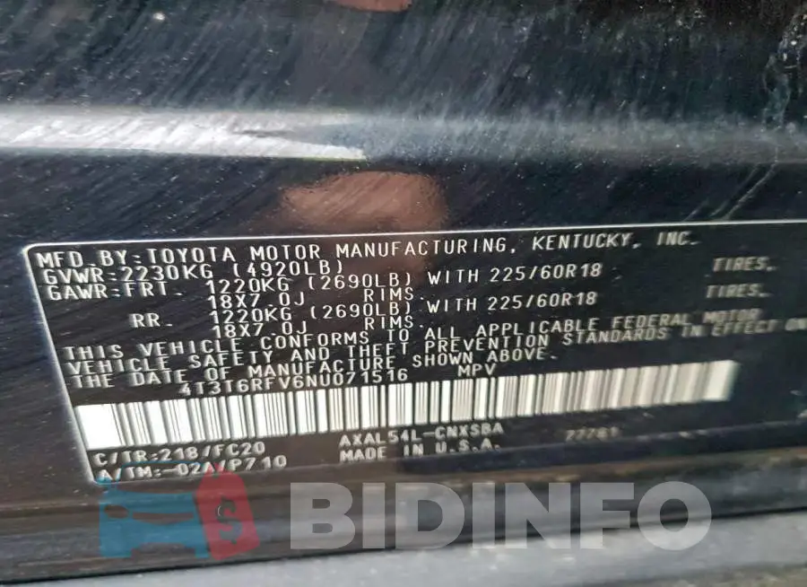 4T3T6RFV6NU071516 Photo# 13