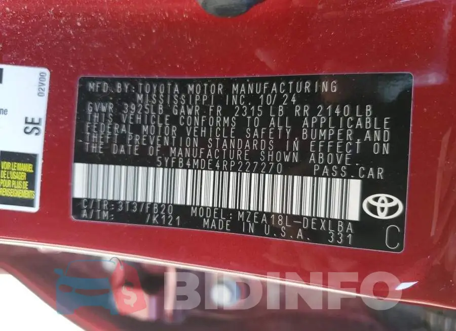 5YFB4MDE4RP227270 Photo# 12
