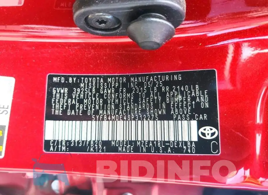 5YFB4MDE4SP312275 Photo# 12