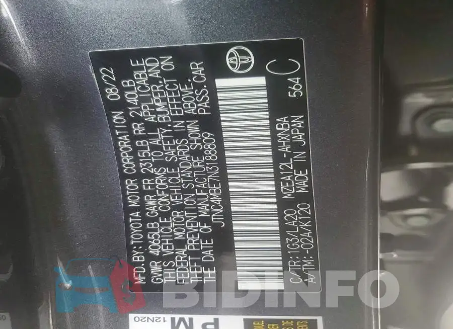 JTNC4MBE7N3188809 Photo# 12