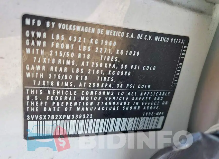 3VVSX7B2XPM339322 Photo# 12