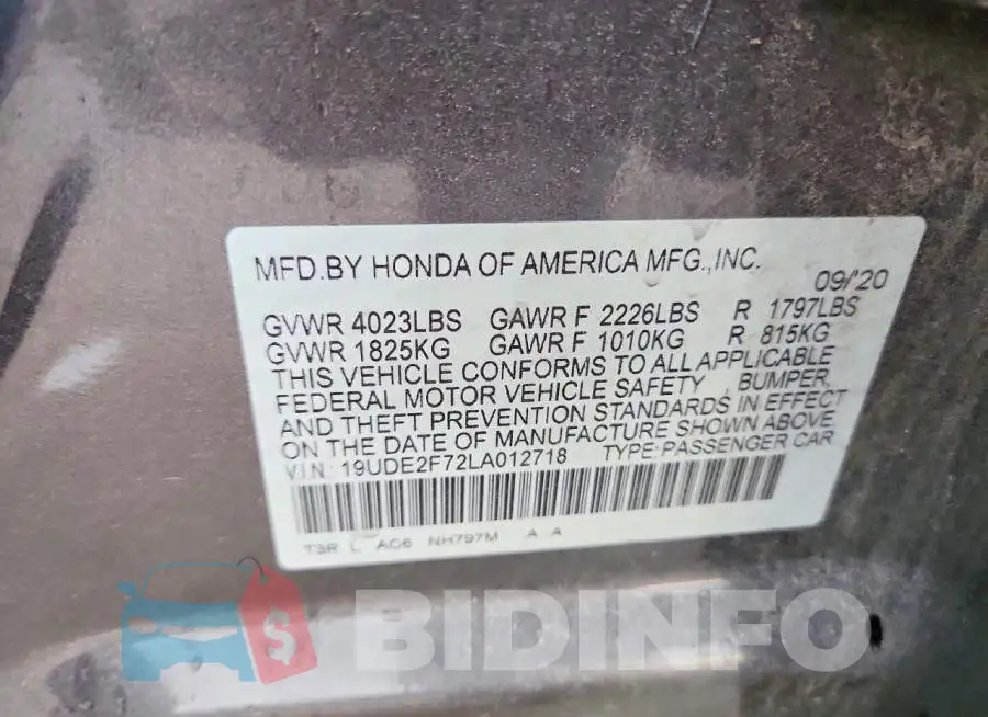 19UDE2F72LA012718 Photo# 12