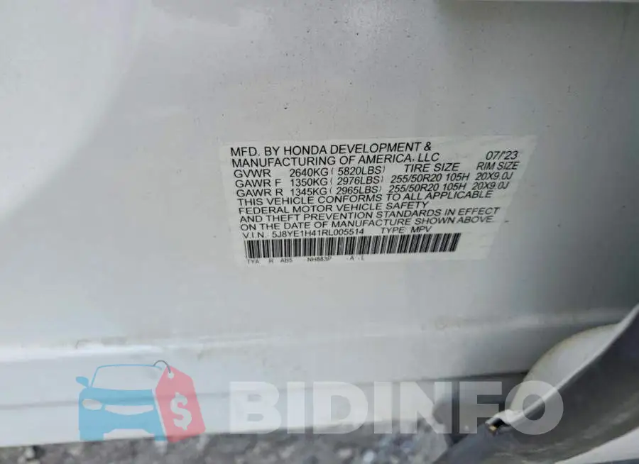 5J8YE1H41RL005514 Photo# 14