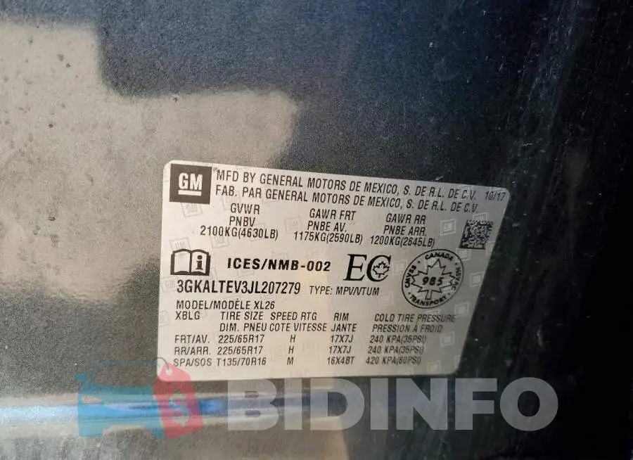3GKALTEV3JL207279 Photo# 14