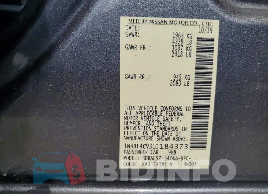 1N4BL4CV3LC184373 Photo# 12