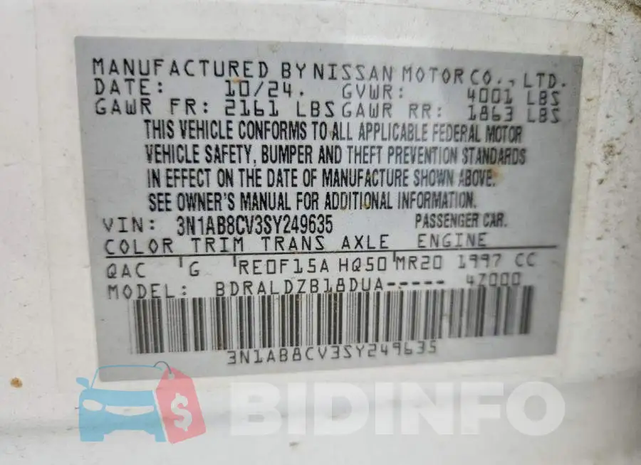 3N1AB8CV3SY249635 Photo# 12