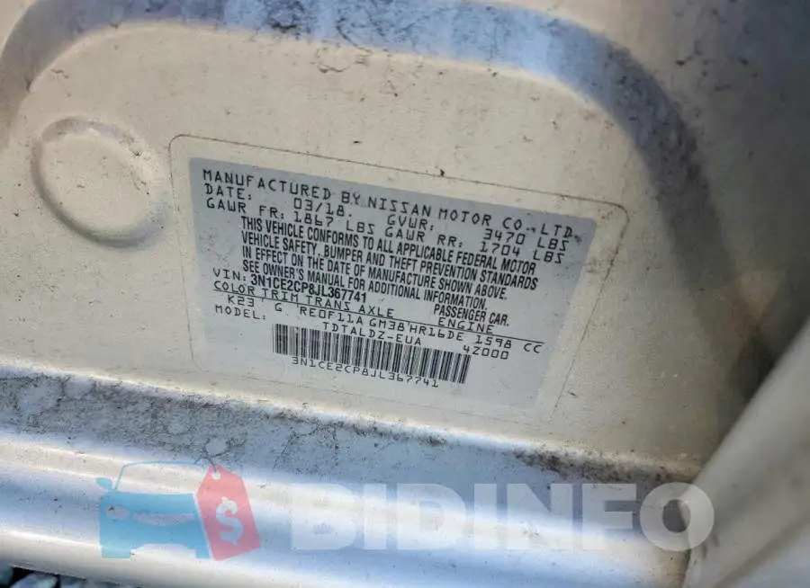 3N1CE2CP8JL367741 Photo# 13