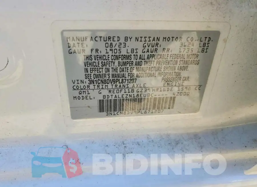 3N1CN8DV9PL871207 Photo# 12