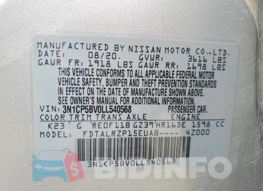 3N1CP5BV0LL540568 Photo# 13