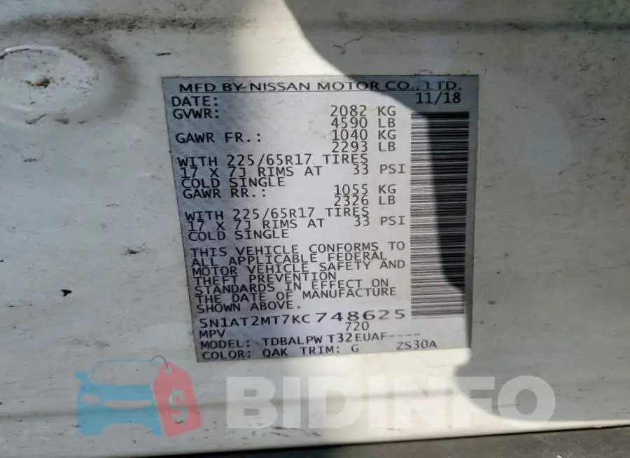 5N1AT2MT7KC748625 Photo# 13