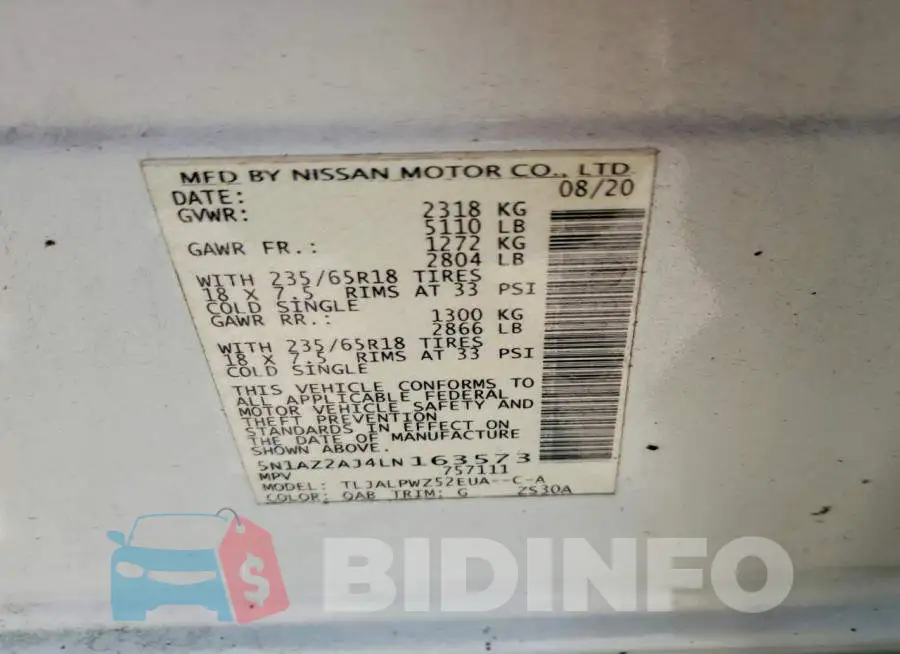 5N1AZ2AJ4LN163573 Photo# 13
