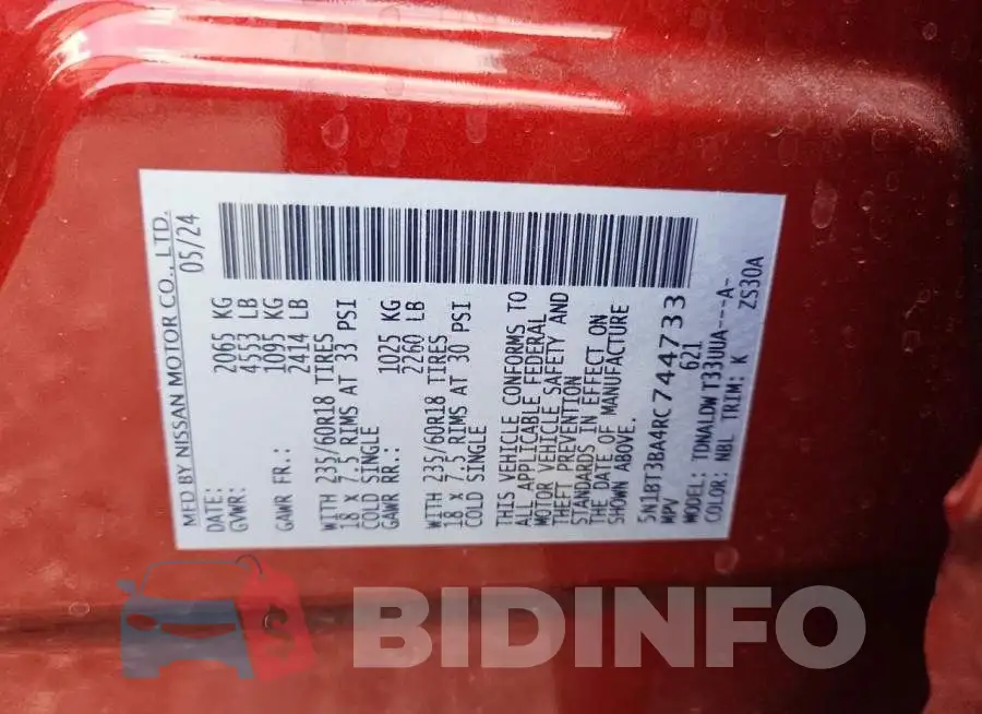 5N1BT3BA4RC744733 Photo# 13