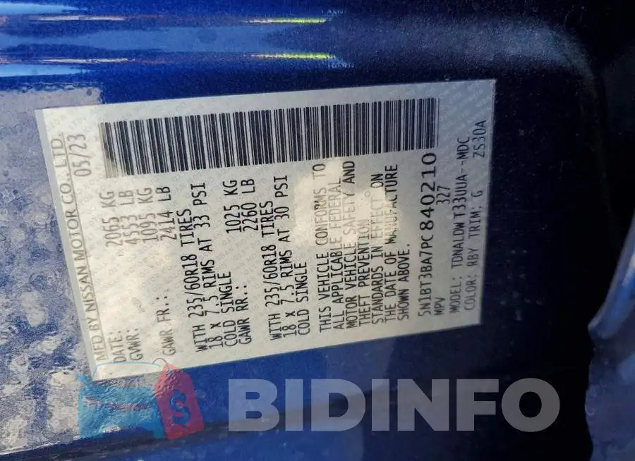 5N1BT3BA7PC840210 Photo# 14