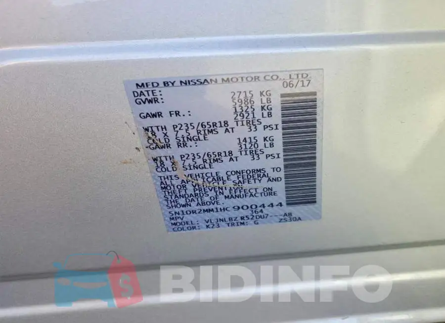 5N1DR2MM1HC900444 Photo# 13