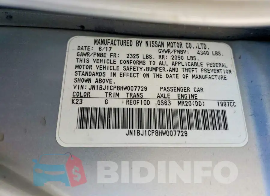 JN1BJ1CP8HW007729 Photo# 13