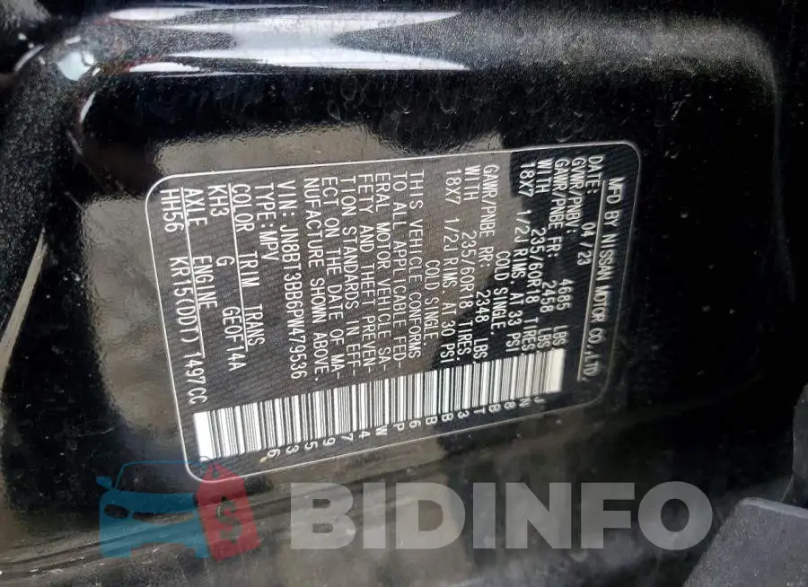 JN8BT3BB6PW479536 Photo# 13