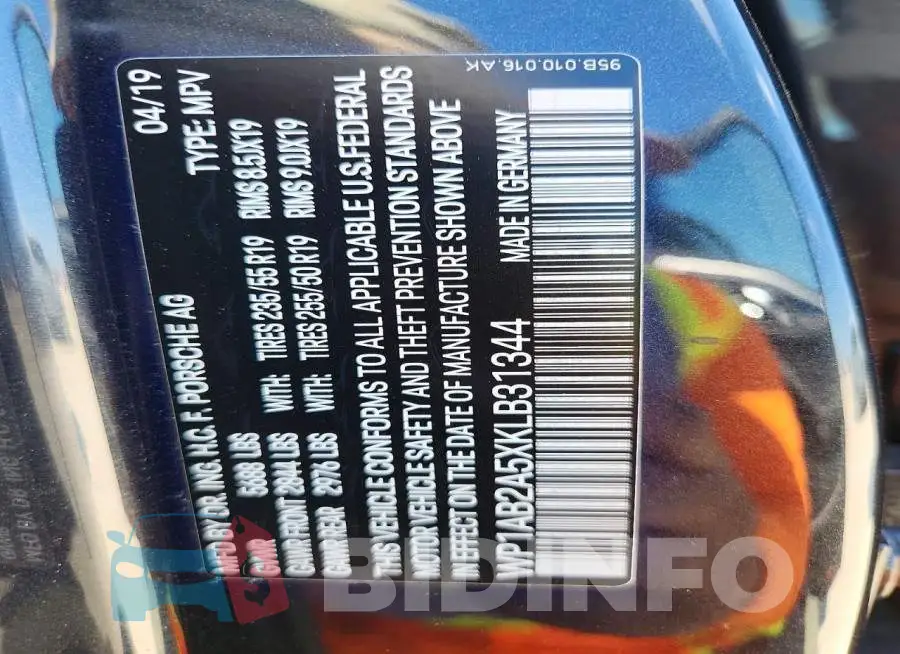 WP1AB2A5XKLB31344 Photo# 13