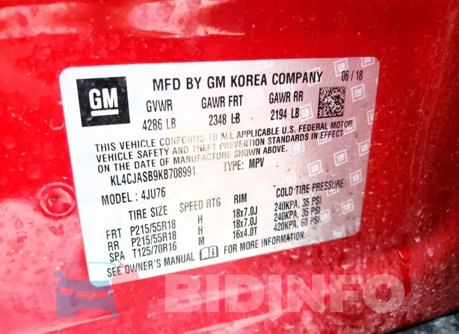 KL4CJASB9KB708991 Photo# 13