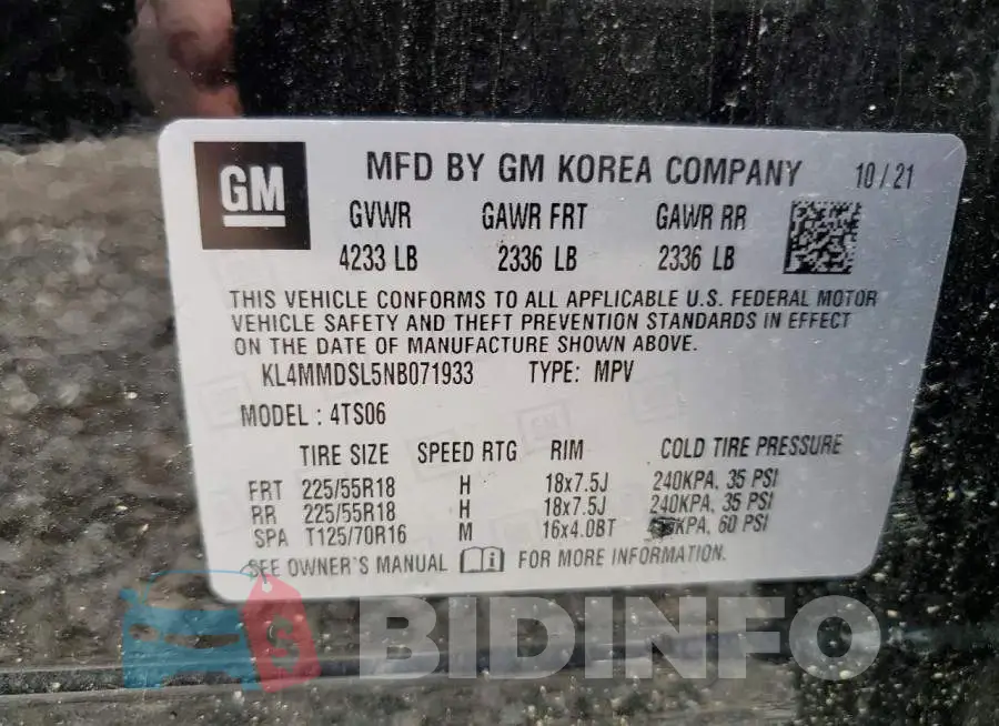 KL4MMDSL5NB071933 Photo# 13