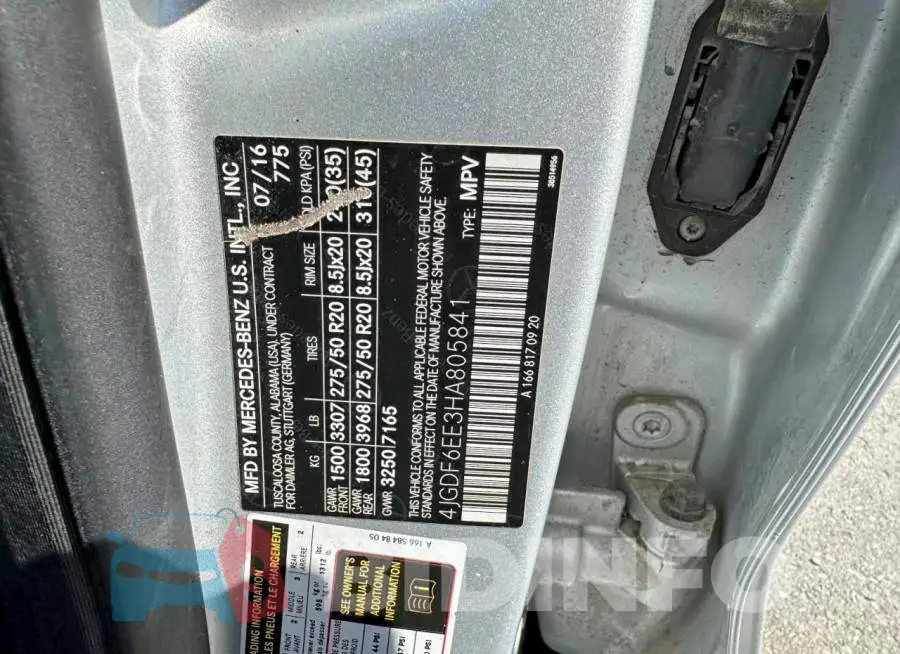 4JGDF6EE3HA805841 Photo# 10