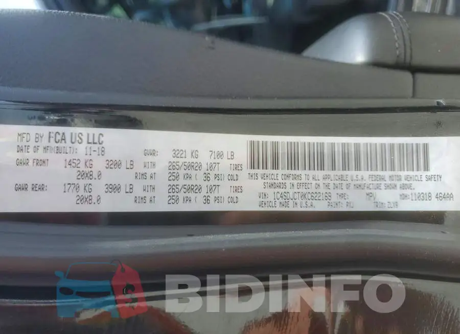 1C4SDJCT0KC622169 Photo# 13