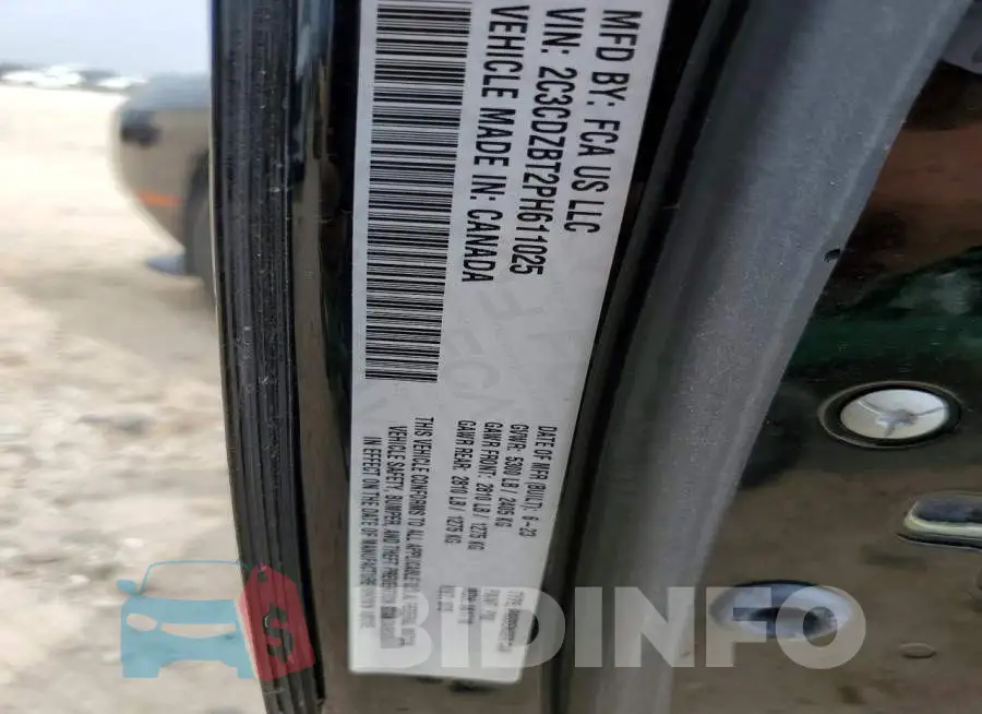 2C3CDZBT2PH611025 Photo# 12