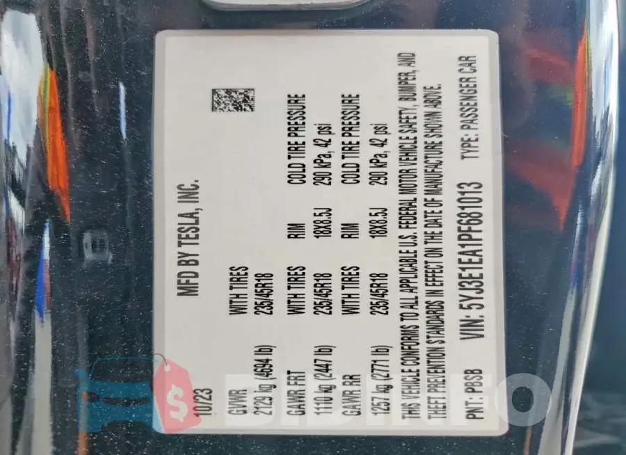 5YJ3E1EA1PF681013 Photo# 13