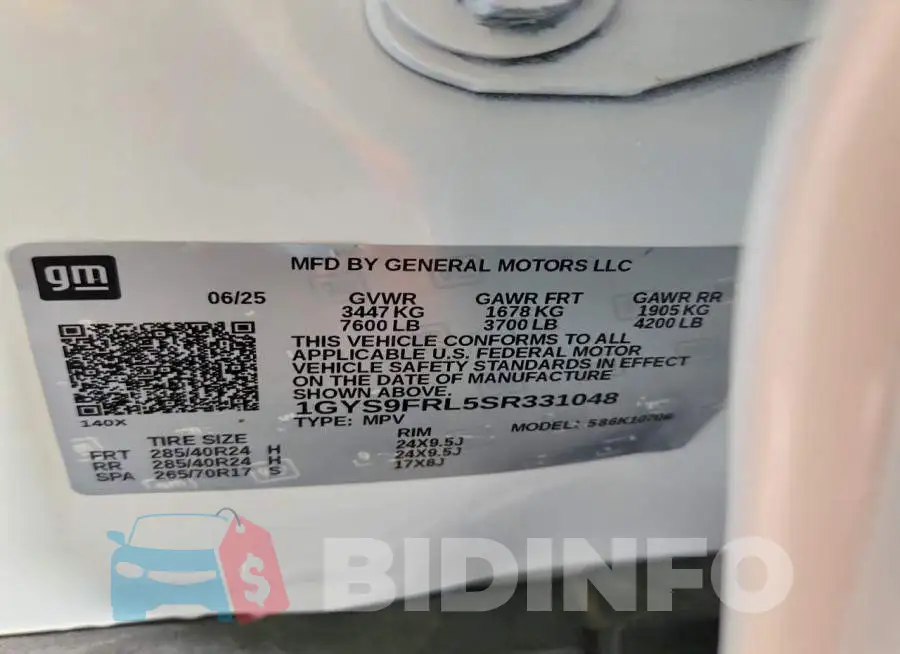 1GYS9FRL5SR331048 Photo# 13