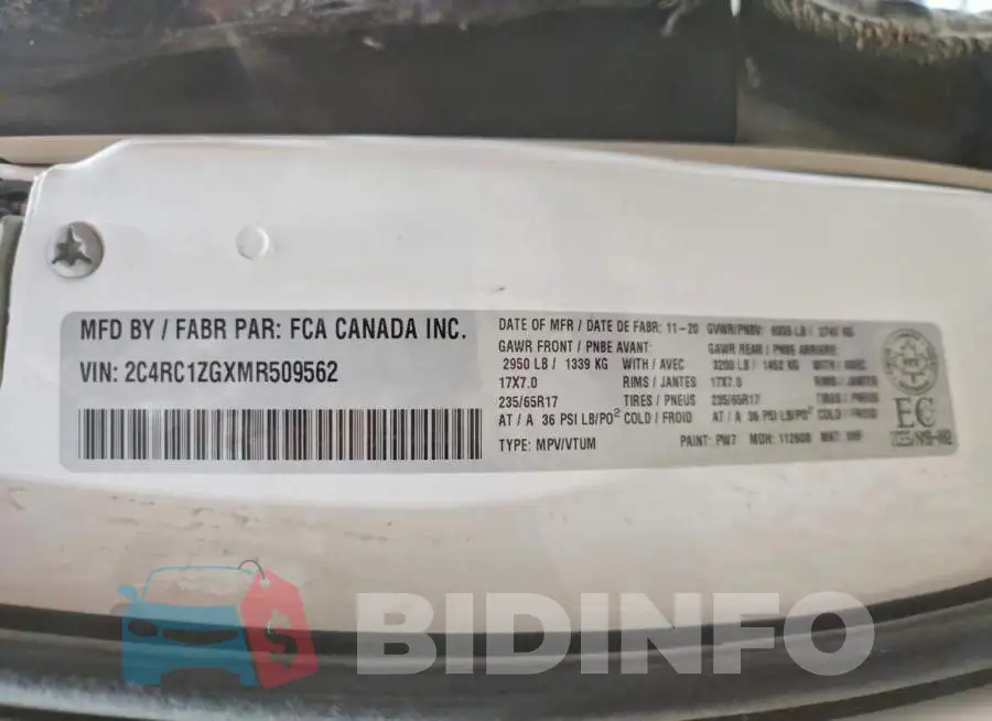 2C4RC1ZGXMR509562 Photo# 13