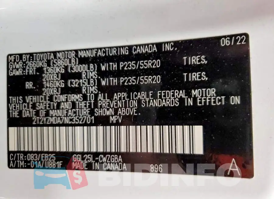 2T2YZMDA7NC352701 Photo# 14