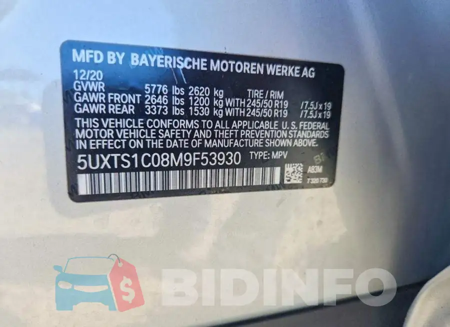 5UXTS1C08M9F53930 Photo# 13