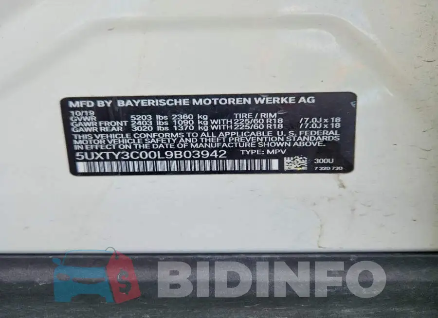 5UXTY3C00L9B03942 Photo# 13