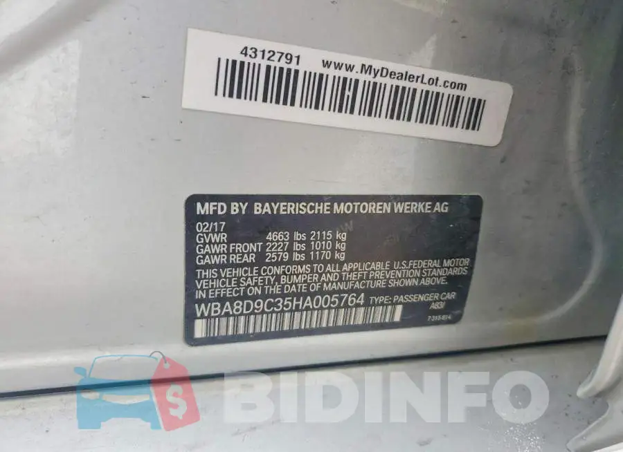 WBA8D9C35HA005764 Photo# 12
