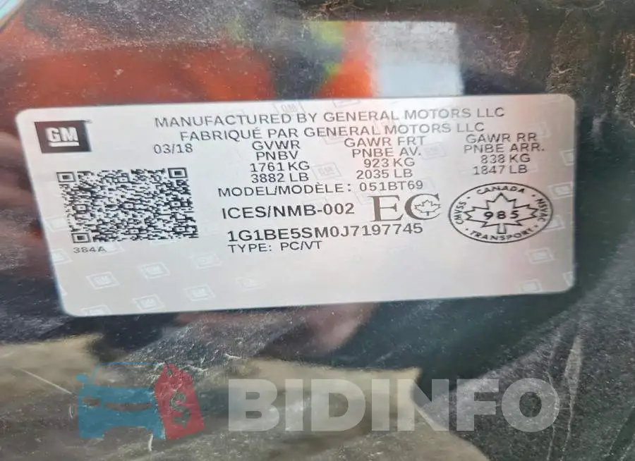 1G1BE5SM0J7197745 Photo# 12