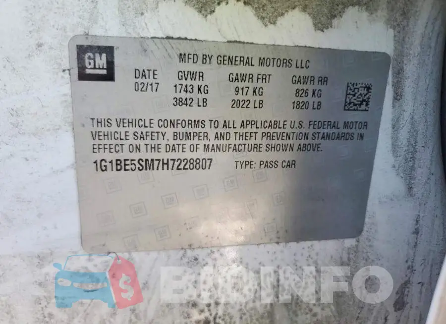 1G1BE5SM7H7228807 Photo# 12