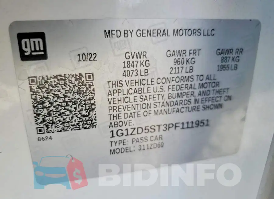 1G1ZD5ST3PF111951 Photo# 12