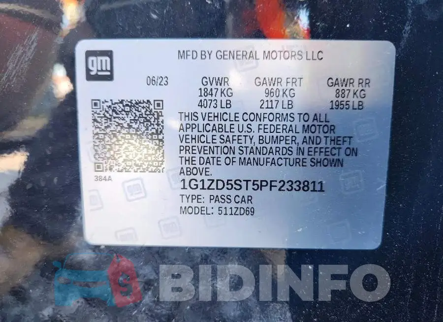 1G1ZD5ST5PF233811 Photo# 12