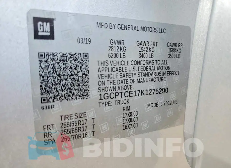 1GCPTCE17K1275290 Photo# 13